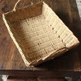 Vintage rectangular wicker basket with two handles