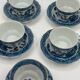 Set of 5 vintage porcelain cups and saucers with Blue Willow pattern.