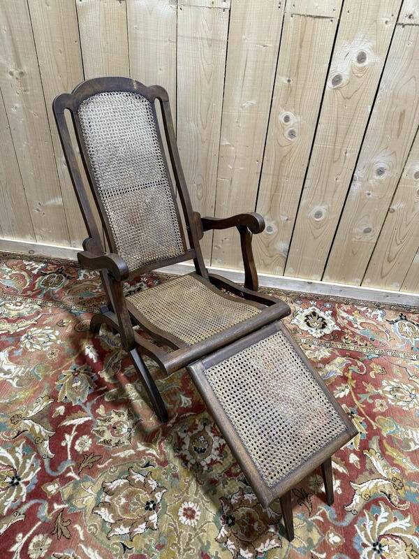 Chaise longue de bateau pliable en cannage