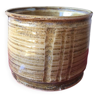 Pot en céramiquemarron clair-beige - pièce unique