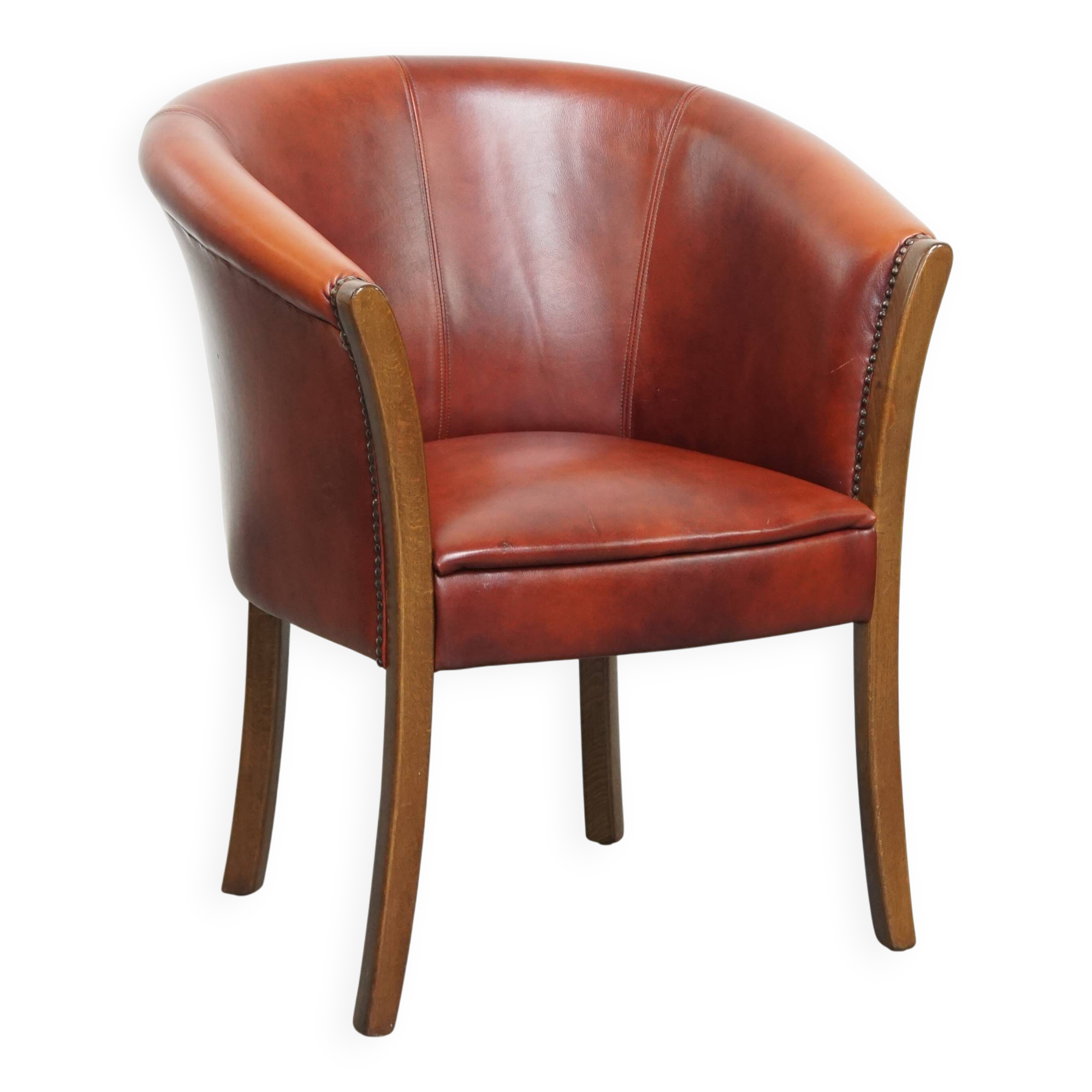 Red-brown cowhide leather office chair/side chair