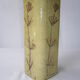 Ceramic square vase decorated with herbarium by Raymonde Leduc