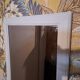 Rectangular mirror in light grey painted wood and beveled glass