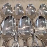 12 silver-plated metal soup spoons, Ercuis Dubarry model.