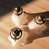 Set of 3 ancient tulip globes.