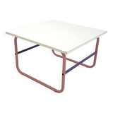 Pink and mauve tubular coffee table, 1980