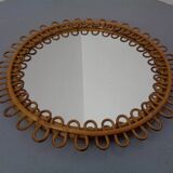 Small filigree Italian bamboo mirror, 1950s