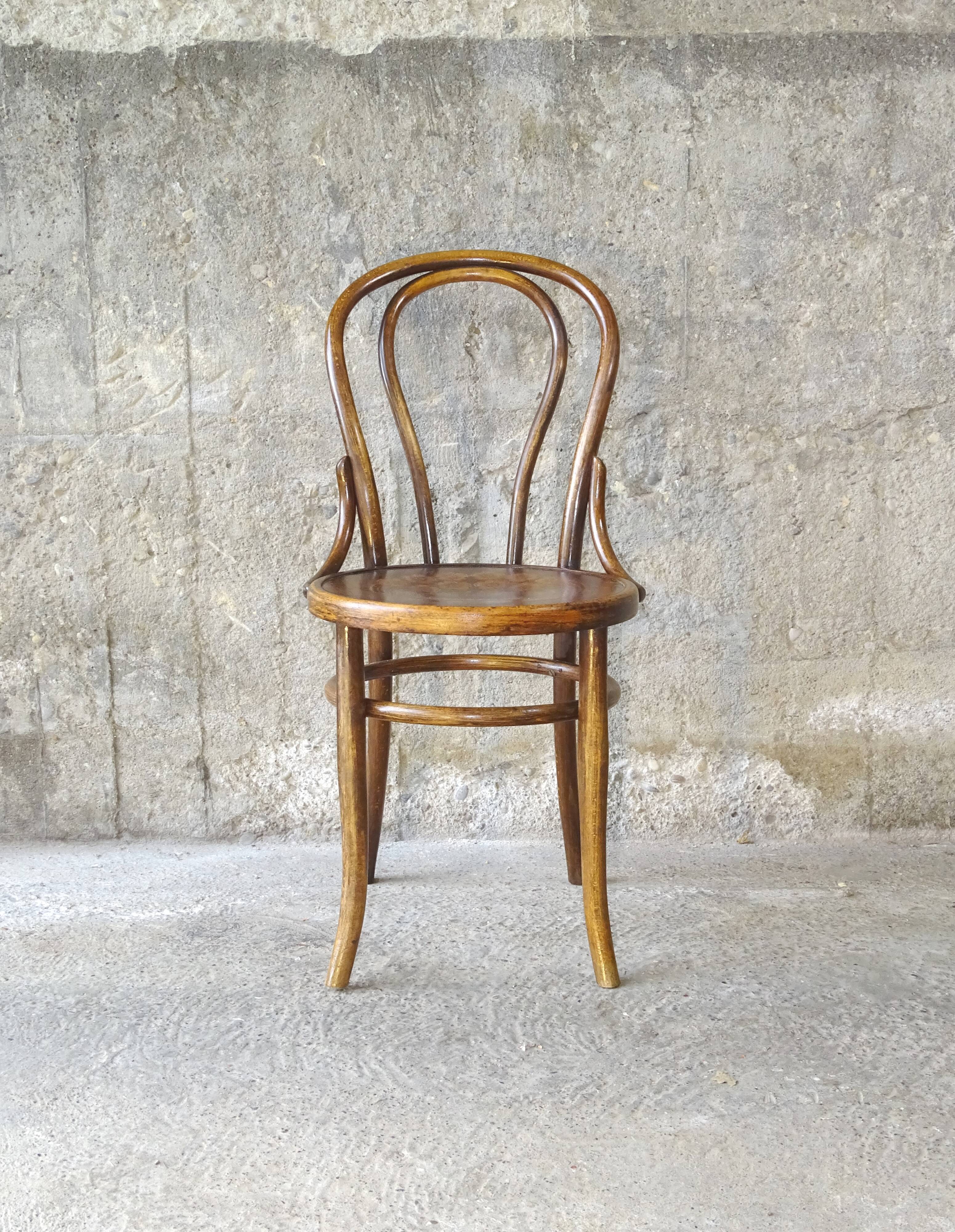 Fischel bistro chairN°18 wooden seat Art Nouveau, circa 1900