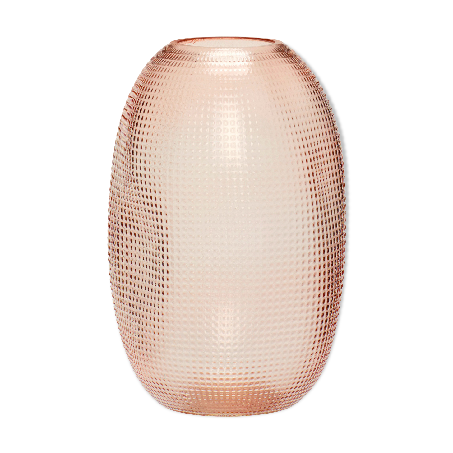 Vase en verre de forme ovoide rose pale 22cm