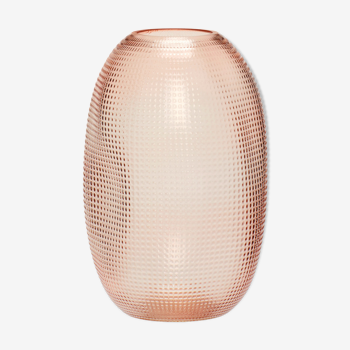 Vase en verre de forme ovoide rose pale 22cm