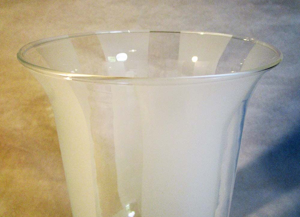 Glass vase with satin stripes