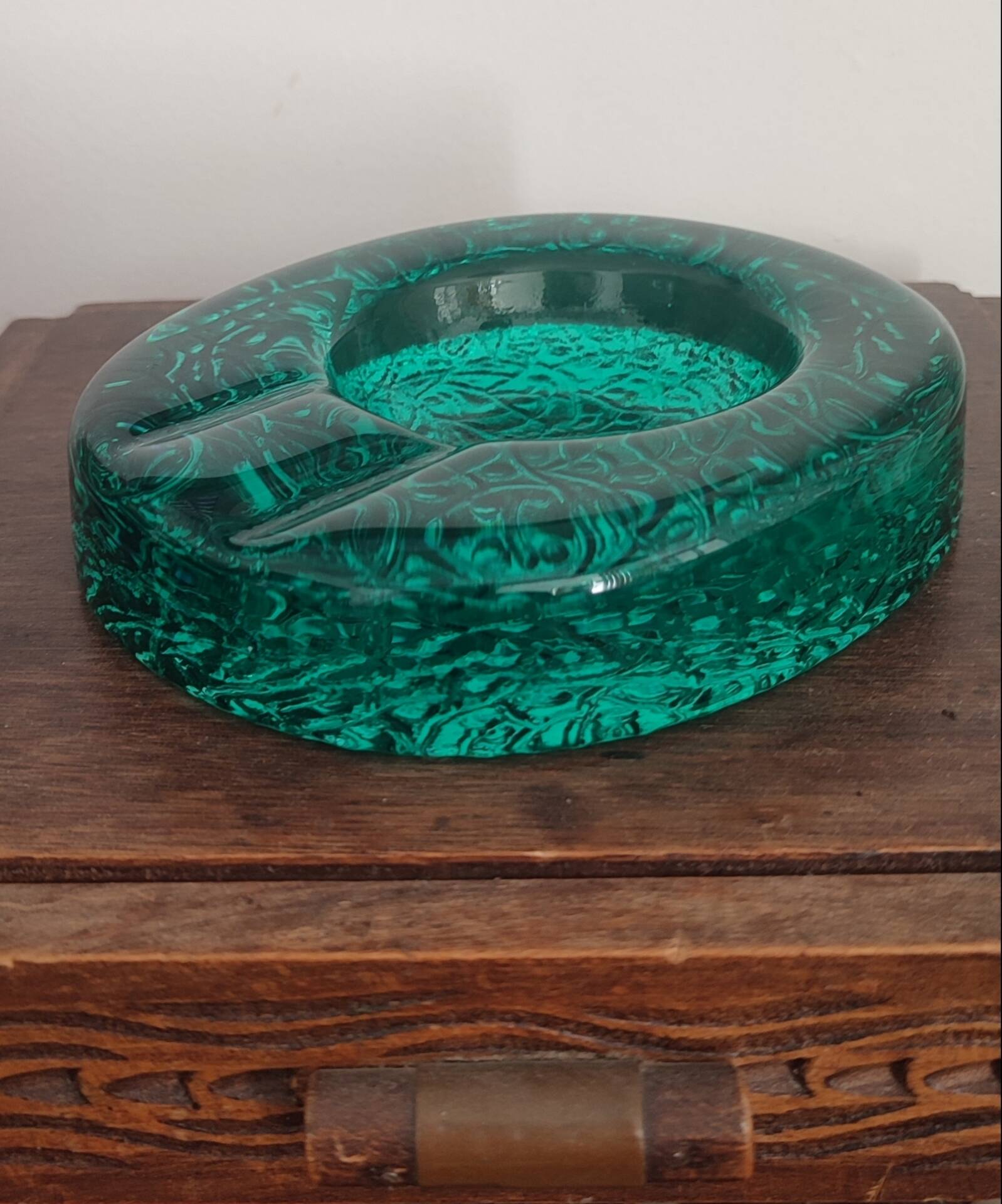 Kosta Boda art ashtray solid glass emerald circa 1970