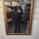 Art Deco gilded trumeau, bevelled mirror