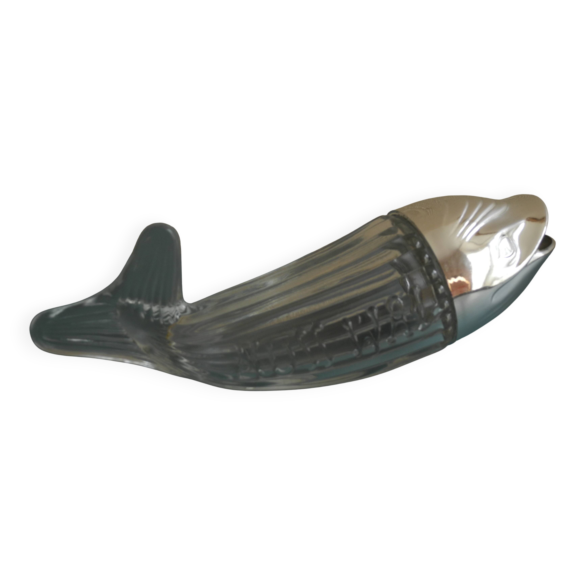 vintage glass fish nut dispenser whale table art
