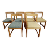 Six chaises style scandinave en orme et tissu