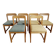 Six Scandinavian style chairs in elm and fabric.