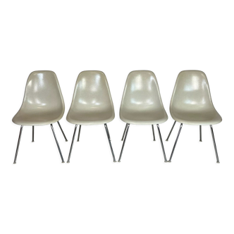 Vintage Eames Herman Miller DSS side chairs in parchment