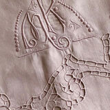 Old embroidered towel tinted purple aurora