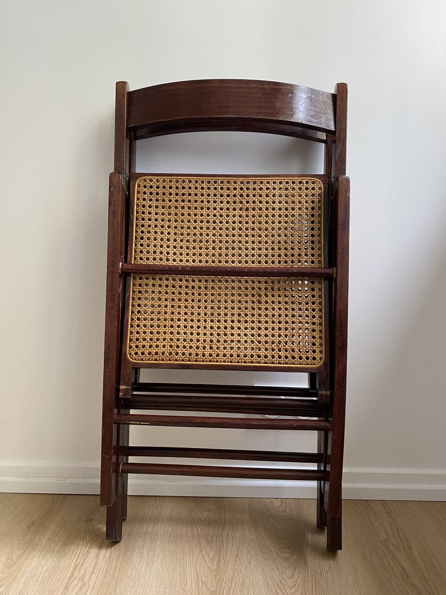 Folding chair occasional chair vintage wooden office chair with cane seat