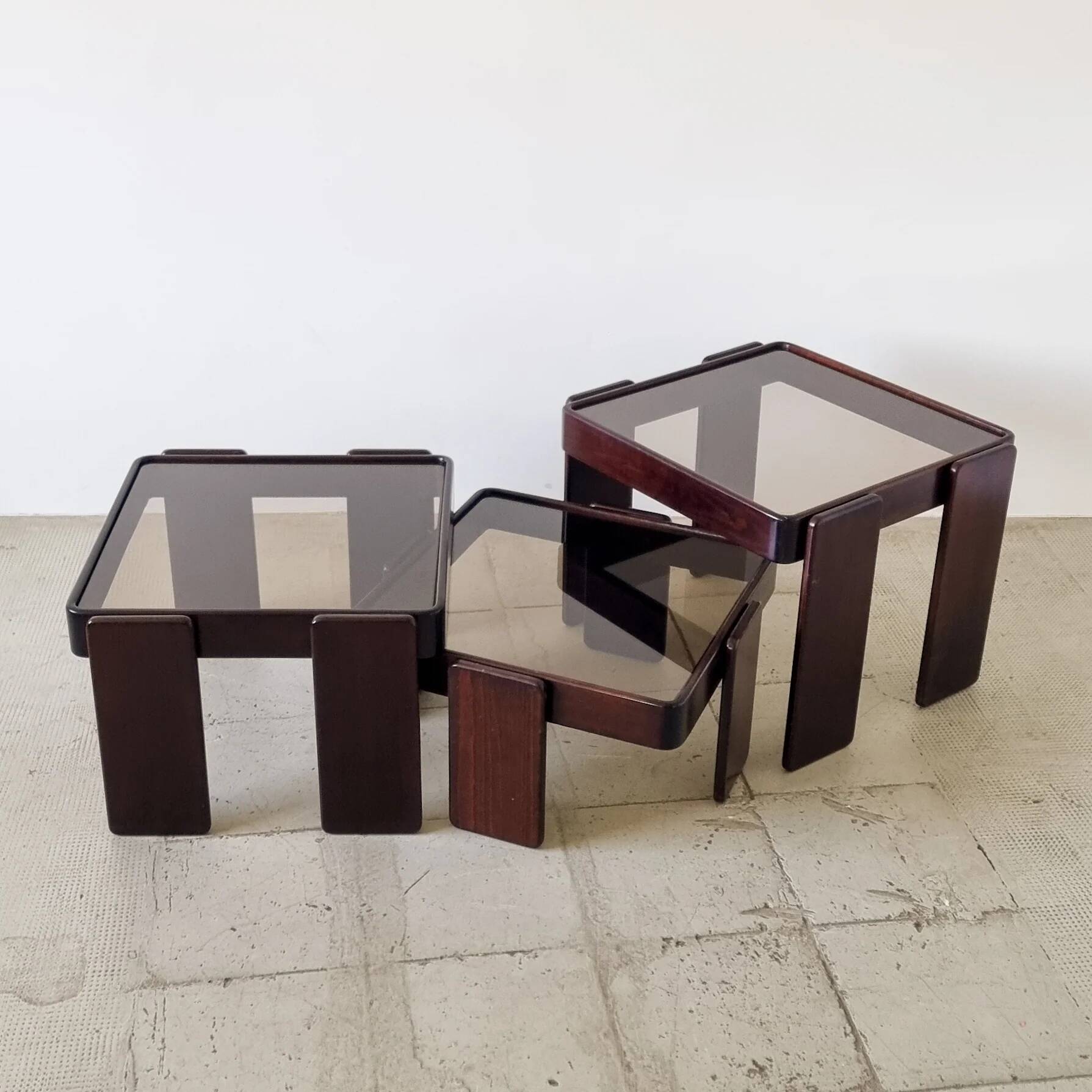 Stackable nesting tables by Gianfranco Frattini for Cassina (set of 3)
