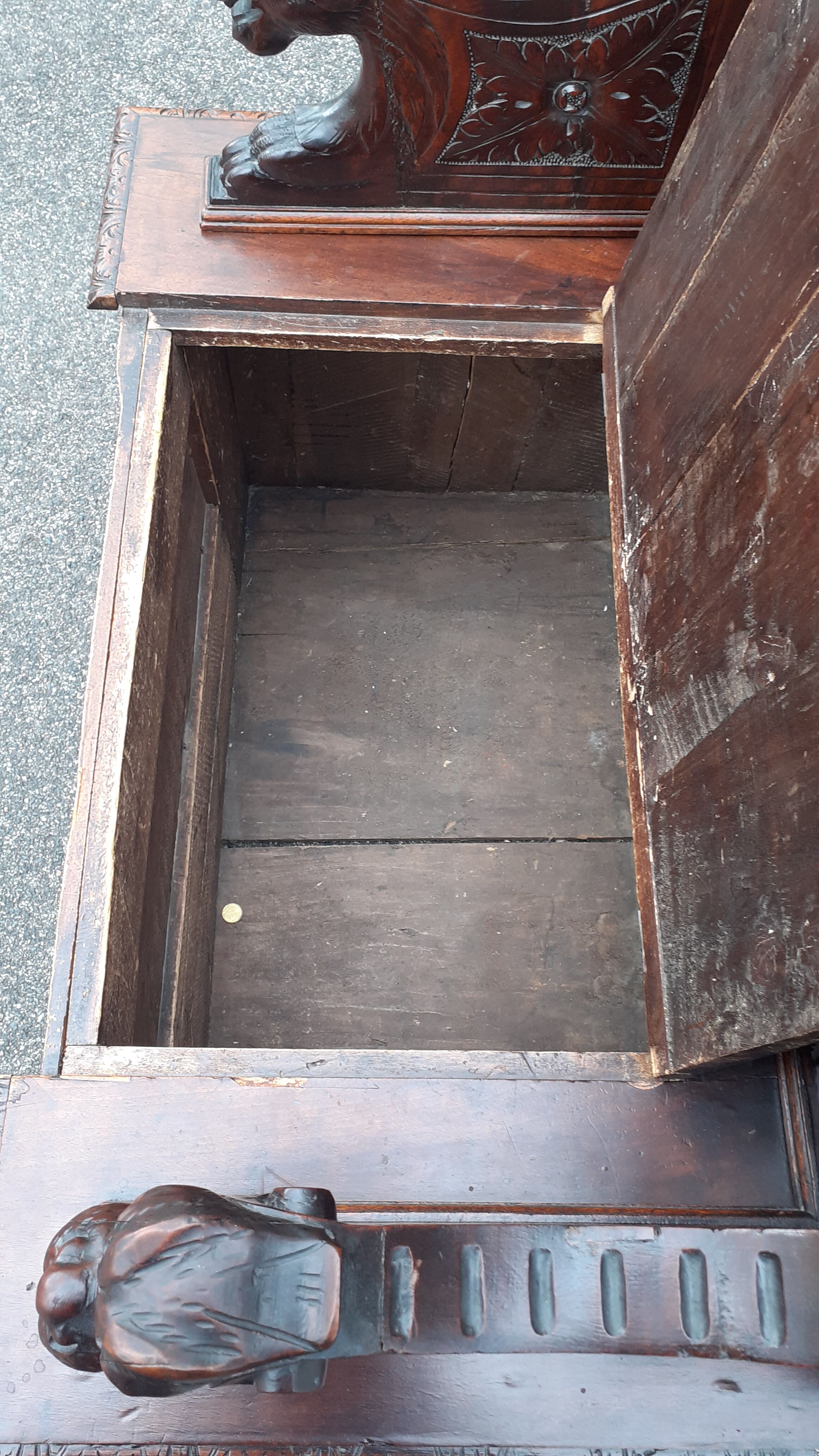 Henri II style walnut chest bench