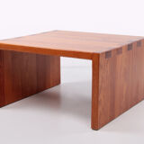 Table basse en bois Français de pin brutaliste, 1970 France