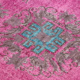 Handmade hi-low pile turkish 1980s 163 cm x 262 cm multicolor rug