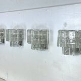 Vistosi manner, set of four clear murano glass elements sconces. Italy 1970s