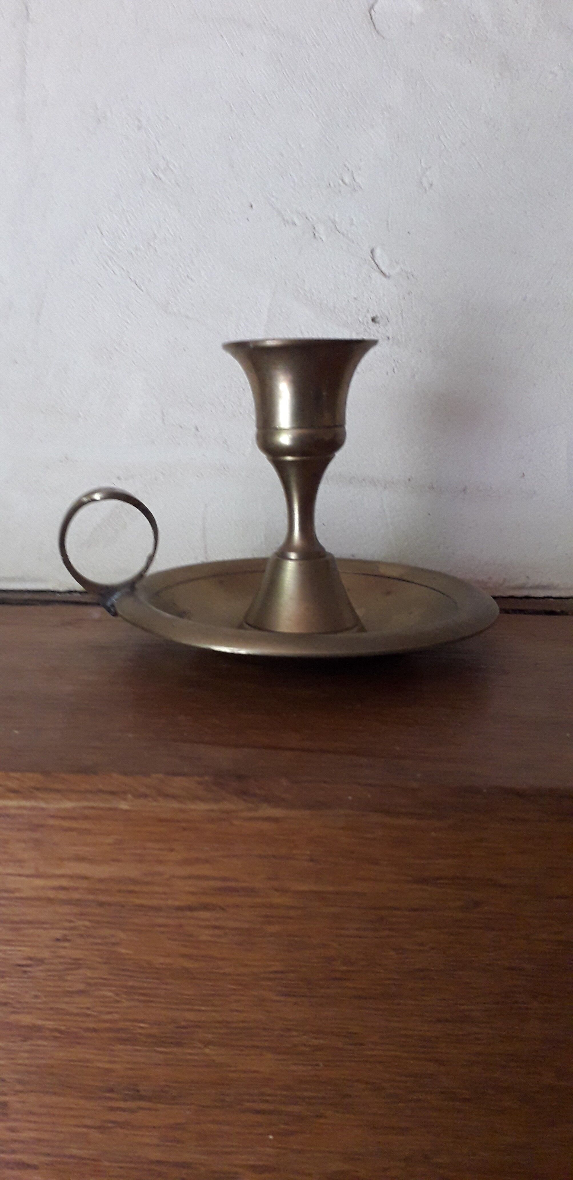 2 old copper candle holders