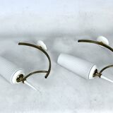 Mid-Century Italian pair of sconces in brass and opaline glass