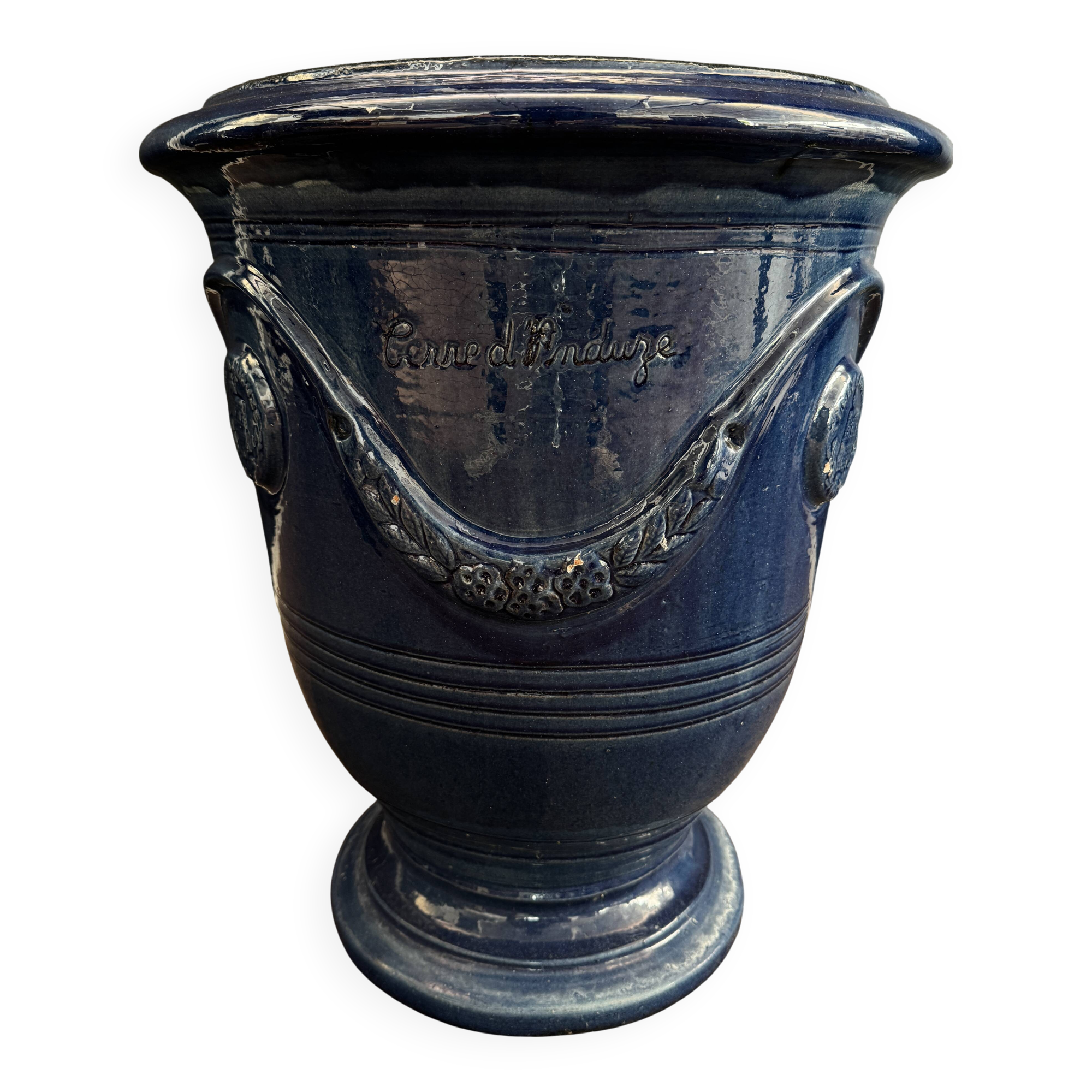 Traditional blue enamelled Anduze vase – Model No. 3 - 3
