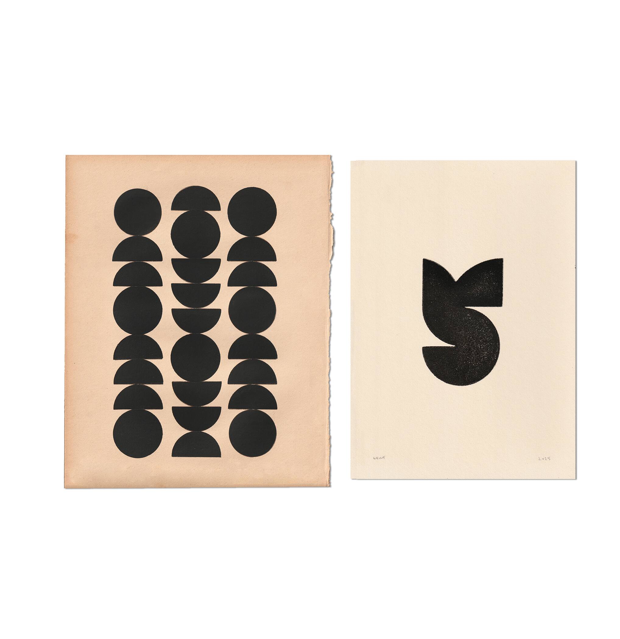 Collection of 6 signed abstract artworks: paintings and paper collages