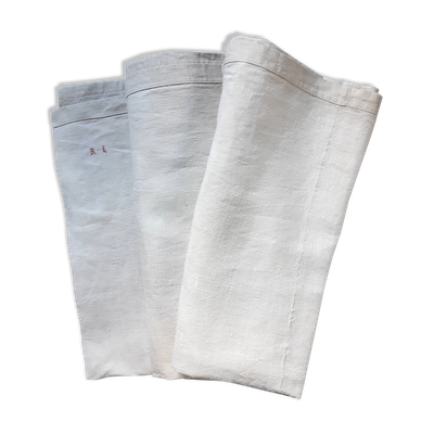 Dessus de lit ancien en lin bis avec petit monogramme rl
