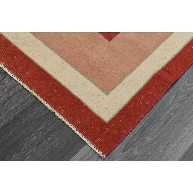 1970s Vintage Turkish Handmade Wool & Cotton Orange Area Rug 203x315