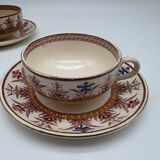 3 cups and saucers, Sarreguemines, Derby model, ironstone, early 20th century