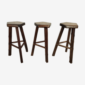 Set of 3 brutalist bar stool