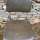 3 bronze-green faux leather chairs with chrome frames
