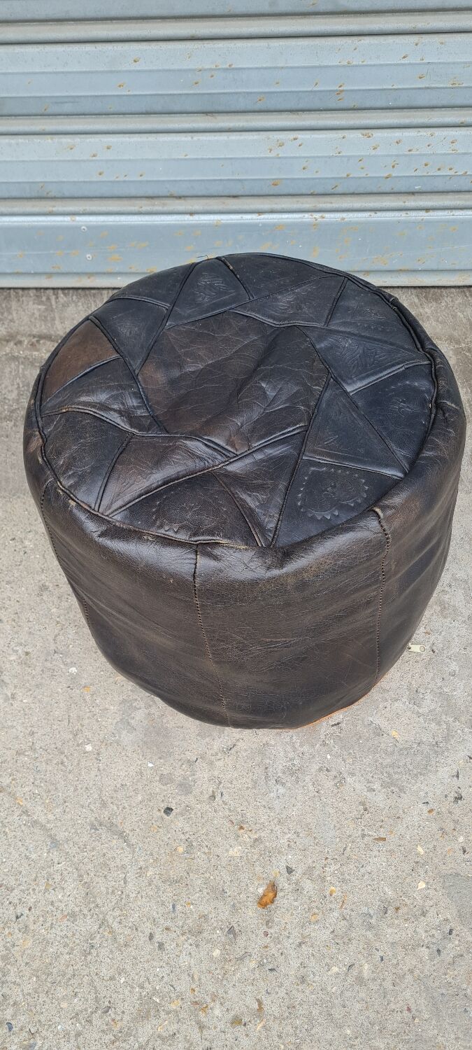 Pouf marocain en cuir 1960