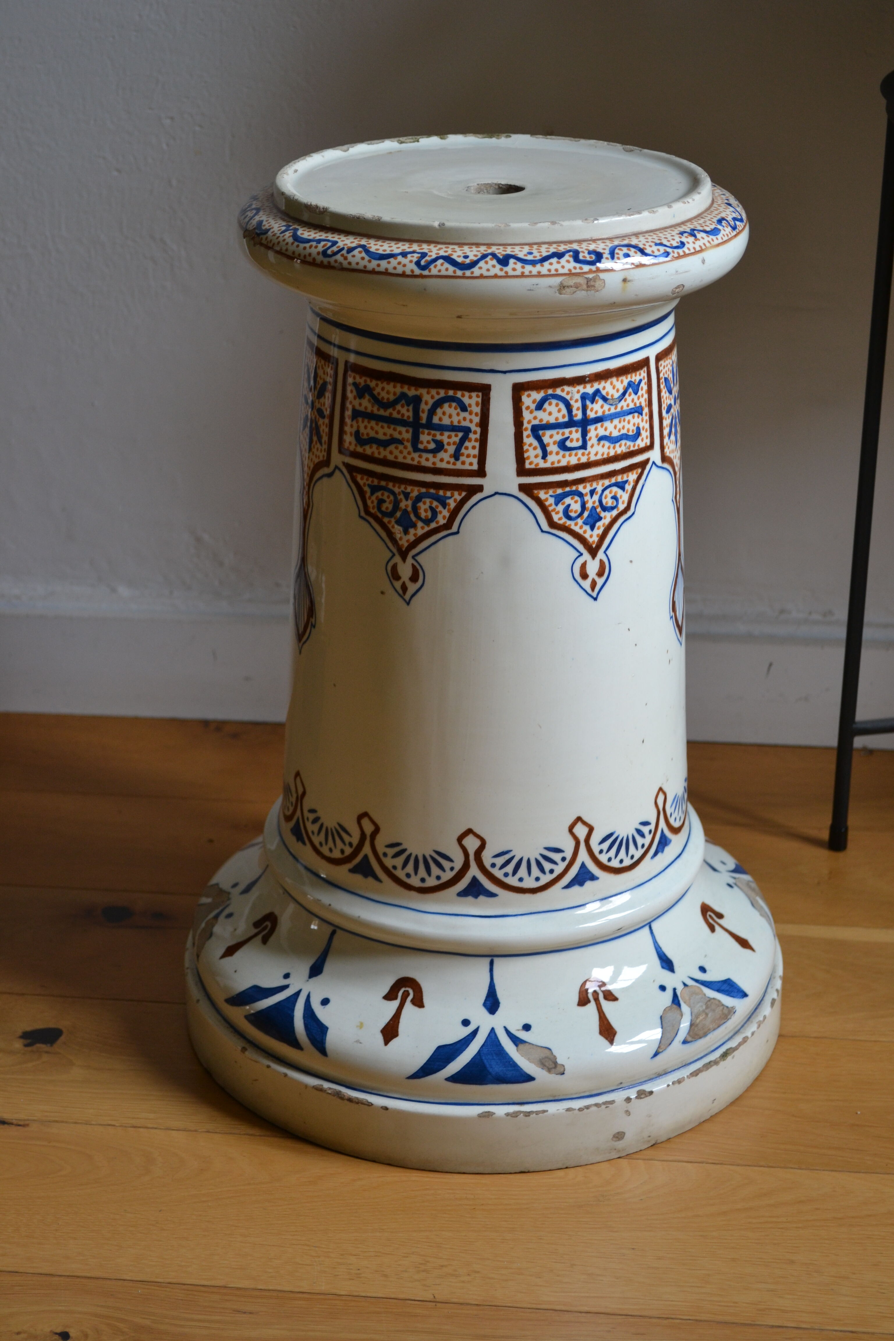 Qajar Persian Ceramic Ottoman Stool 19th Century