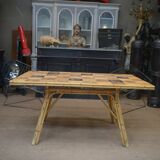 Rattan and ceramic table 1960