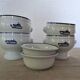 4 Large bowls salad bowls + 2 cups PILLIVUYT blue decoration boat G. CAOUDAL