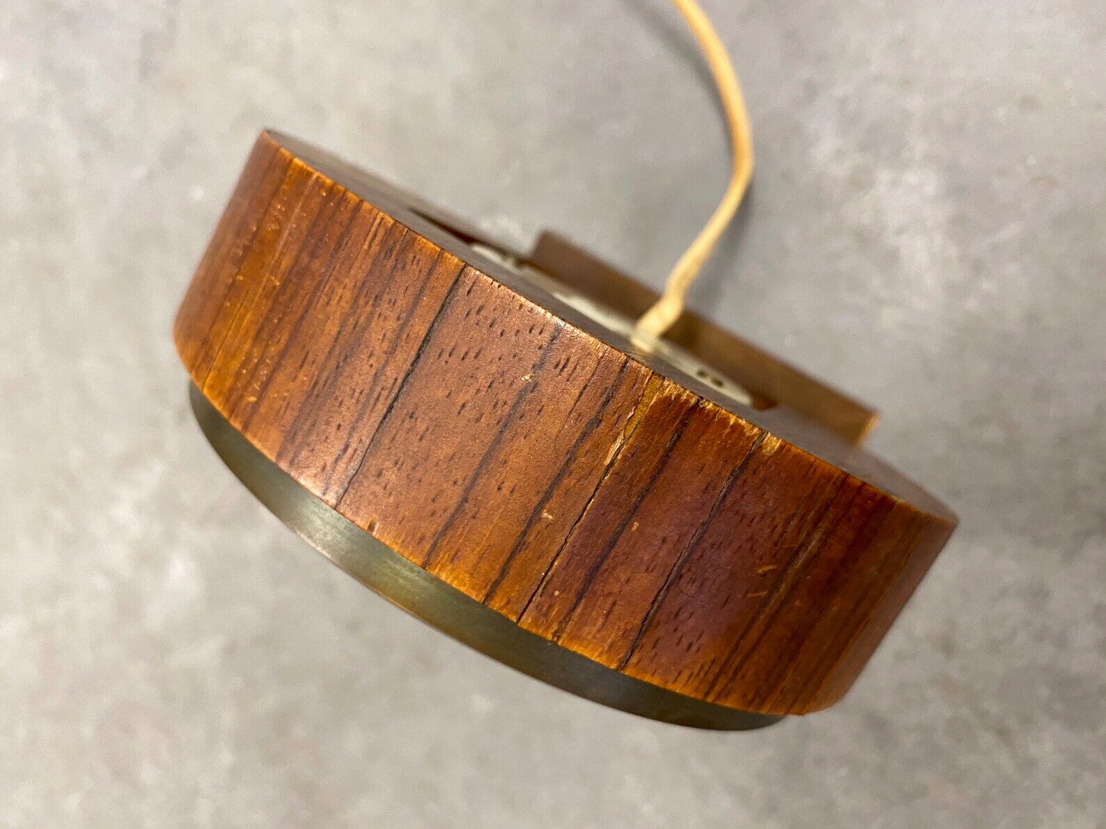 Mid century teak & brass lizana clock, vintage electric table clock