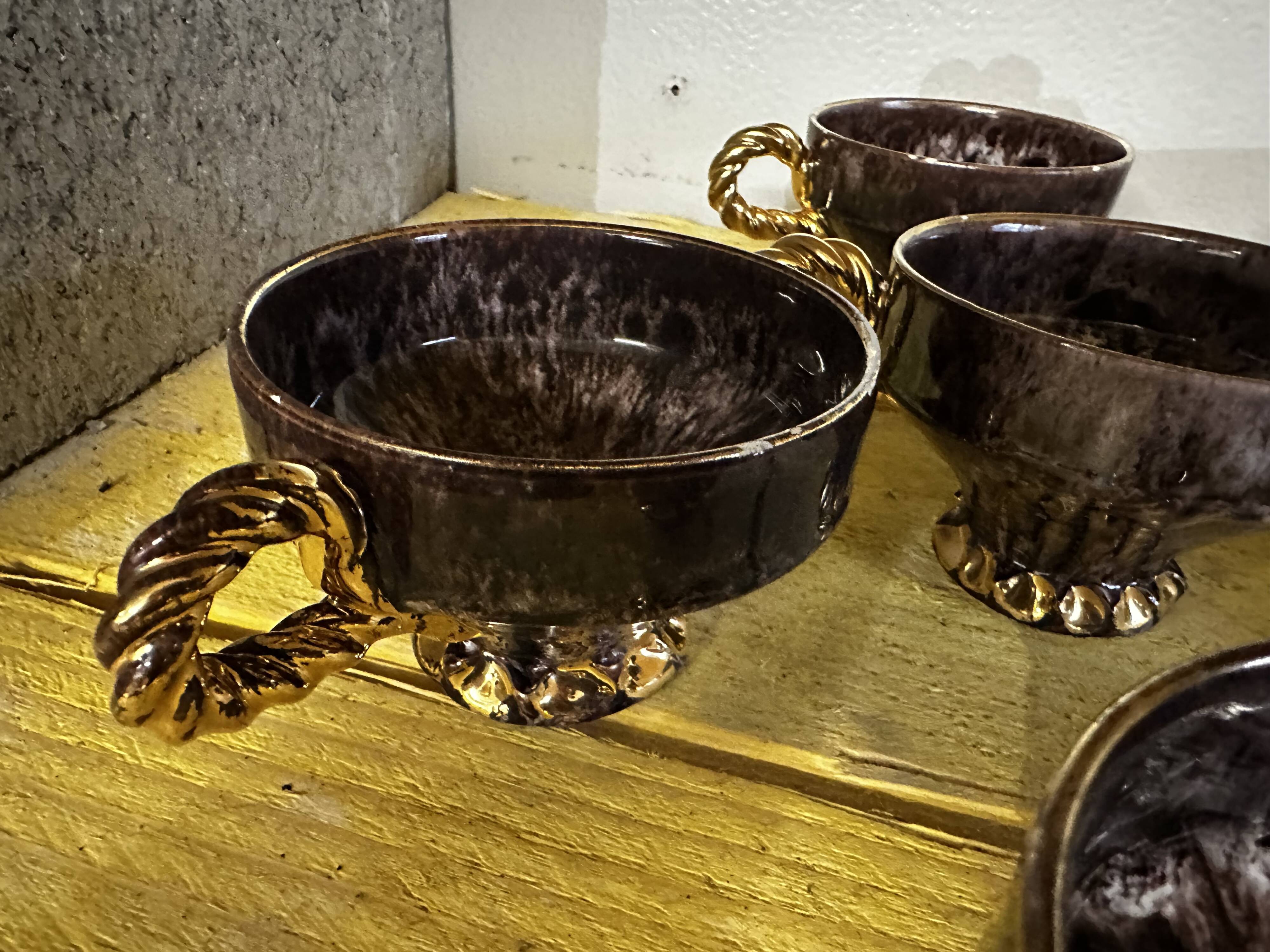 6 Maius-Giuge Vallauris ceramic teacups