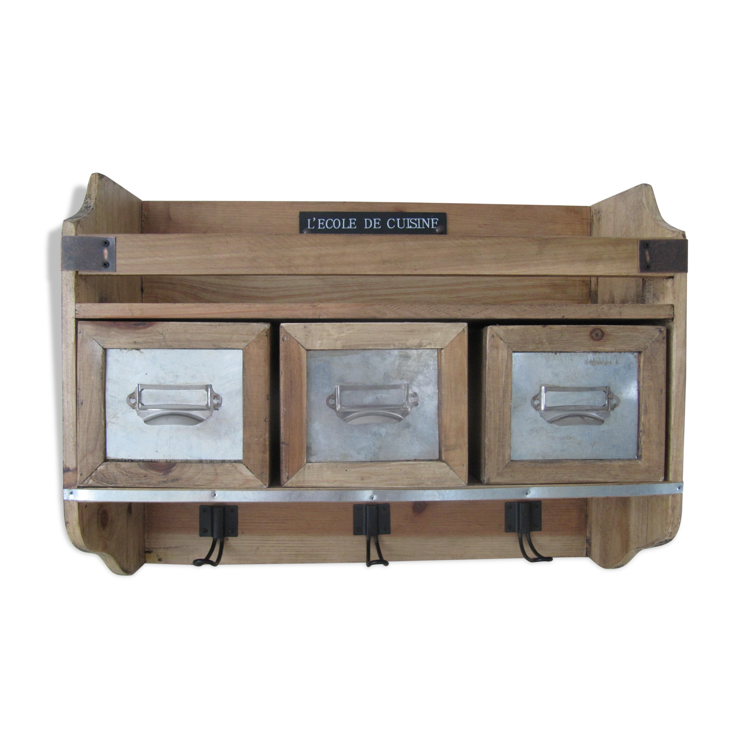 Etagère murale à épices bois et métal