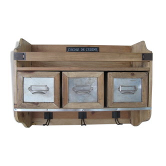 Wooden and metal spice wall shelf