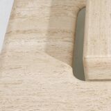 Table basse carrée Saturne en travertin, 1980s