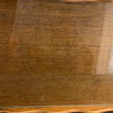 Serving tray in wood, brass and glass, 1960