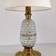 Italian mid-century table lamp with brass and creased murano glass