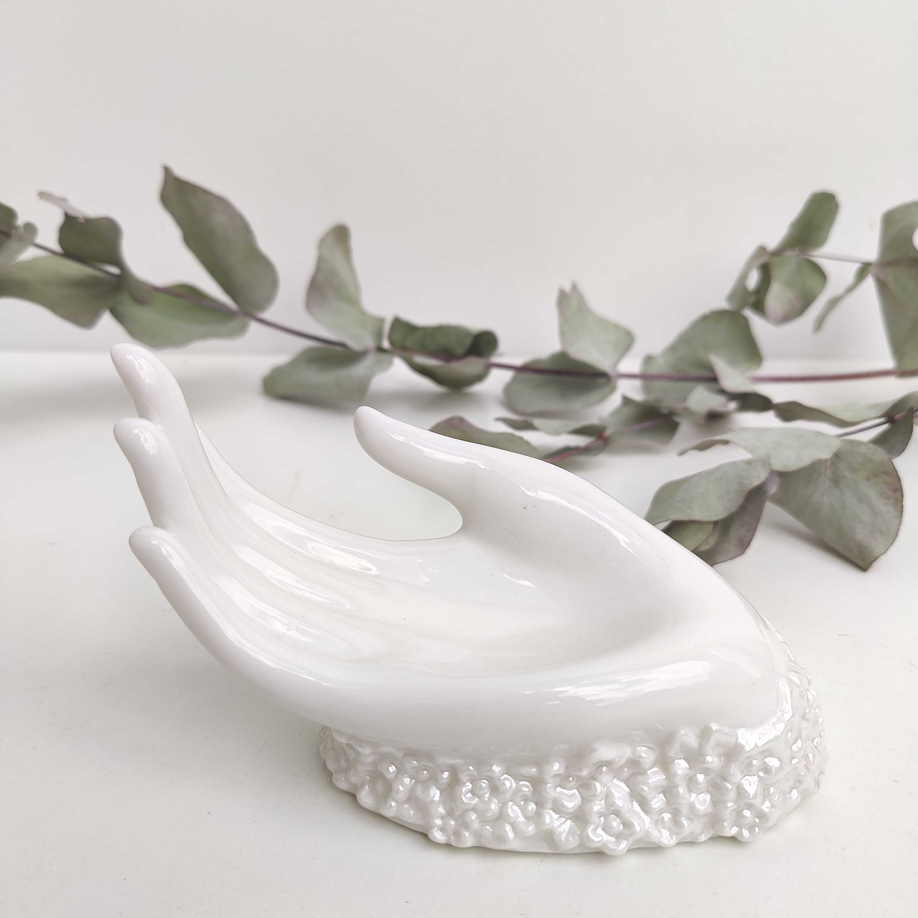 Hand soap holder and porcelain jewelry