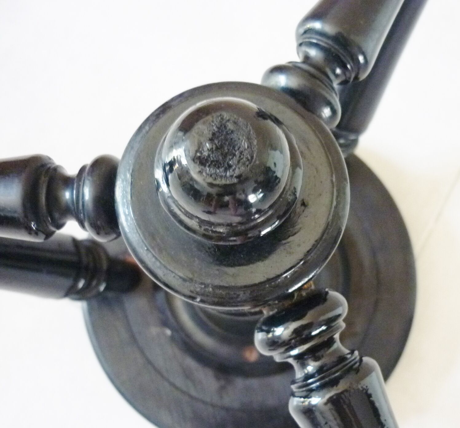 Piano stool of period and style Napoleon III, XIXth, tripod, blackened wood, adjustable